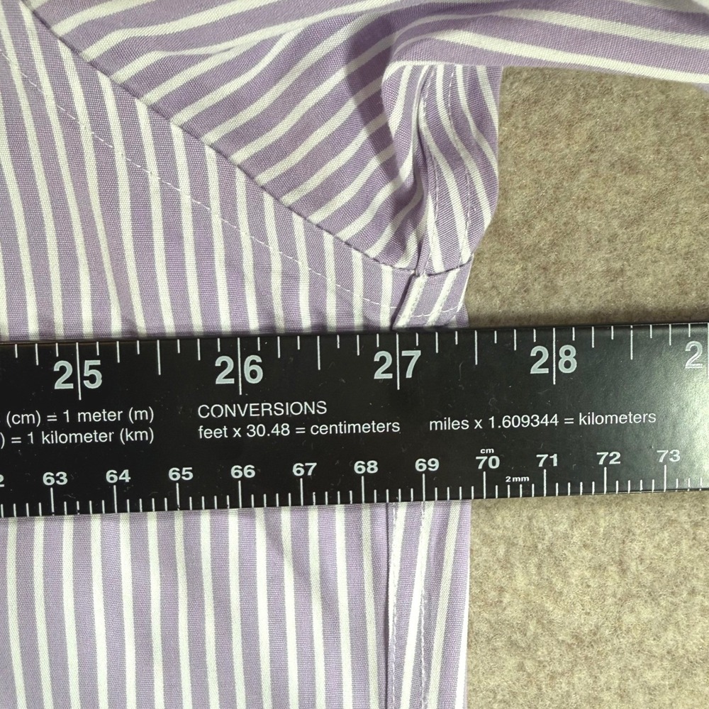 Jos. A. Bank 17.5-34 Traveler's Collection Button Down Striped Purple White - Picture 4 of 6